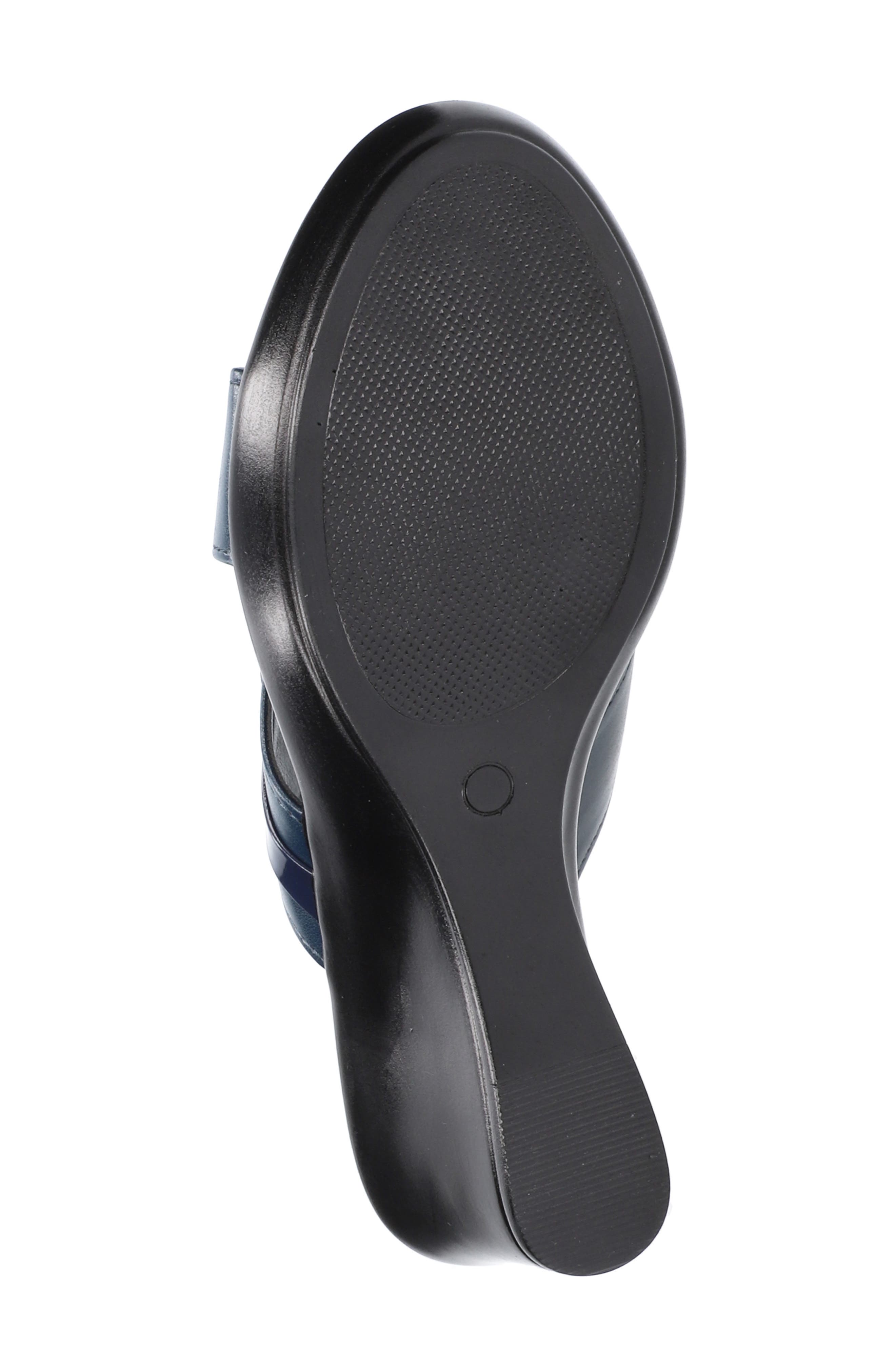 Deusilla Wedge Slide Sandal, Alternate, color, NAVY PATENT FAUX LEATHER