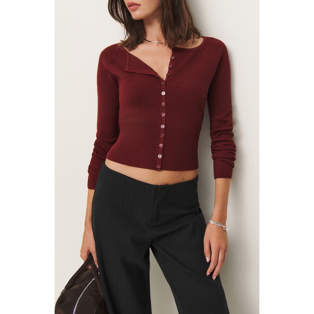 Reformation Meadow Wool Crop Cardigan in Chianti at Nordstrom, Size Large