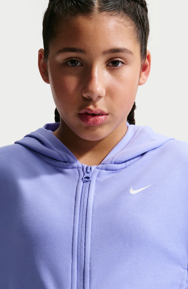 Nike Kids' Pro Fit Dri-FIT Full Zip Hoodie, Alternate, color, Light Thistle/ Black/ White