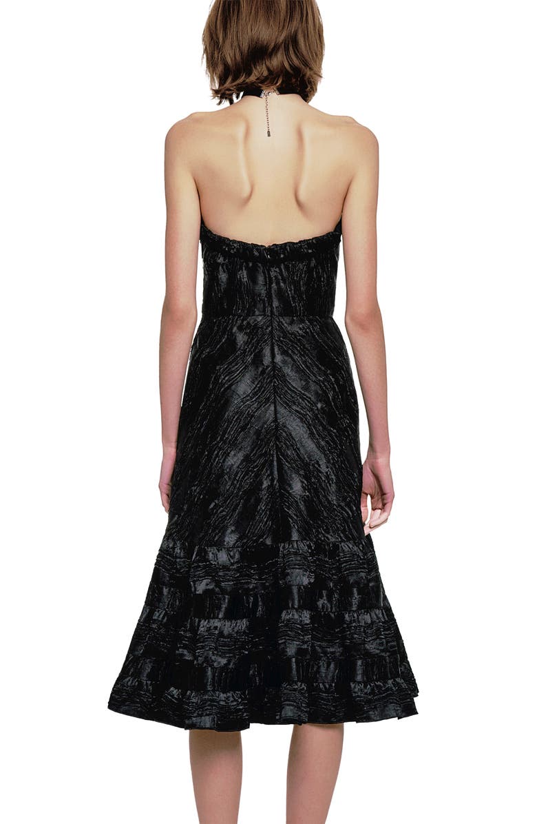 Anna Sui Crushed Satin Strapless Sweetheart Dress, Alternate, color, Black