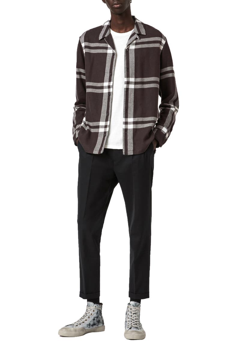 Anchorage Slim Fit Check Flannel Button-Up Shirt, Alternate, color, BLACK/ WHITE