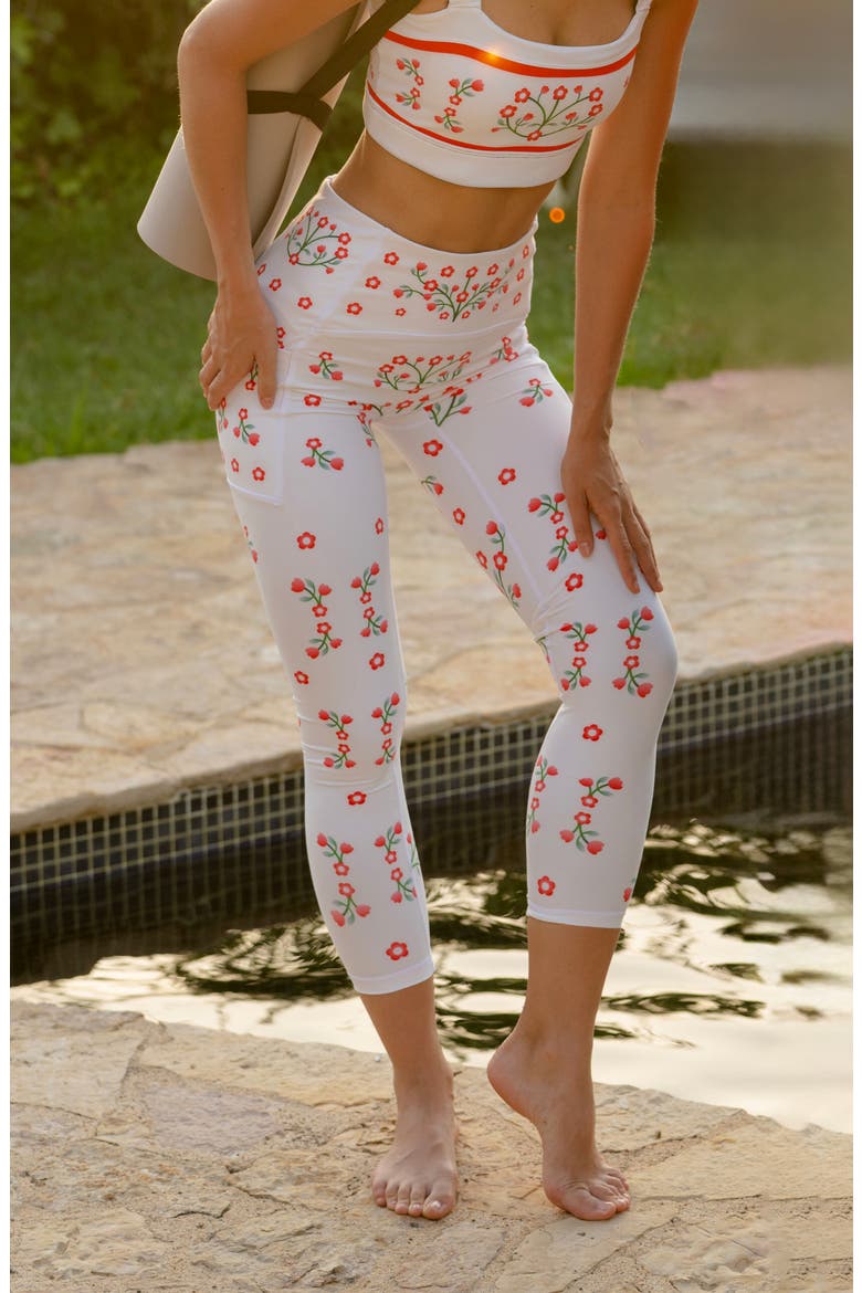 Day Garden High-Waisted 7/8 Leggings, Alternate, color, White