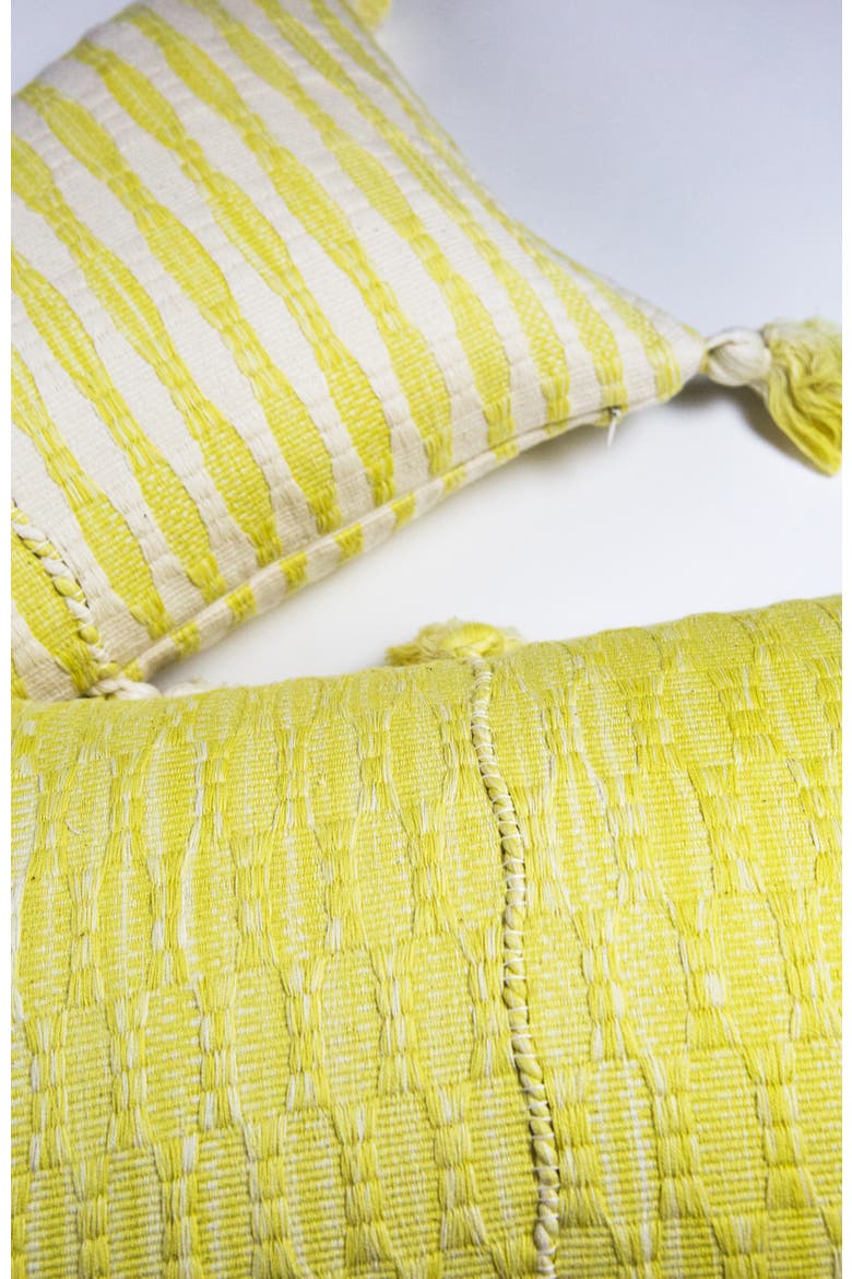 Antigua Naturally Dyed Solid Handwoven Cotton Throw Pillow, Alternate, color, Faded Yellow Solid