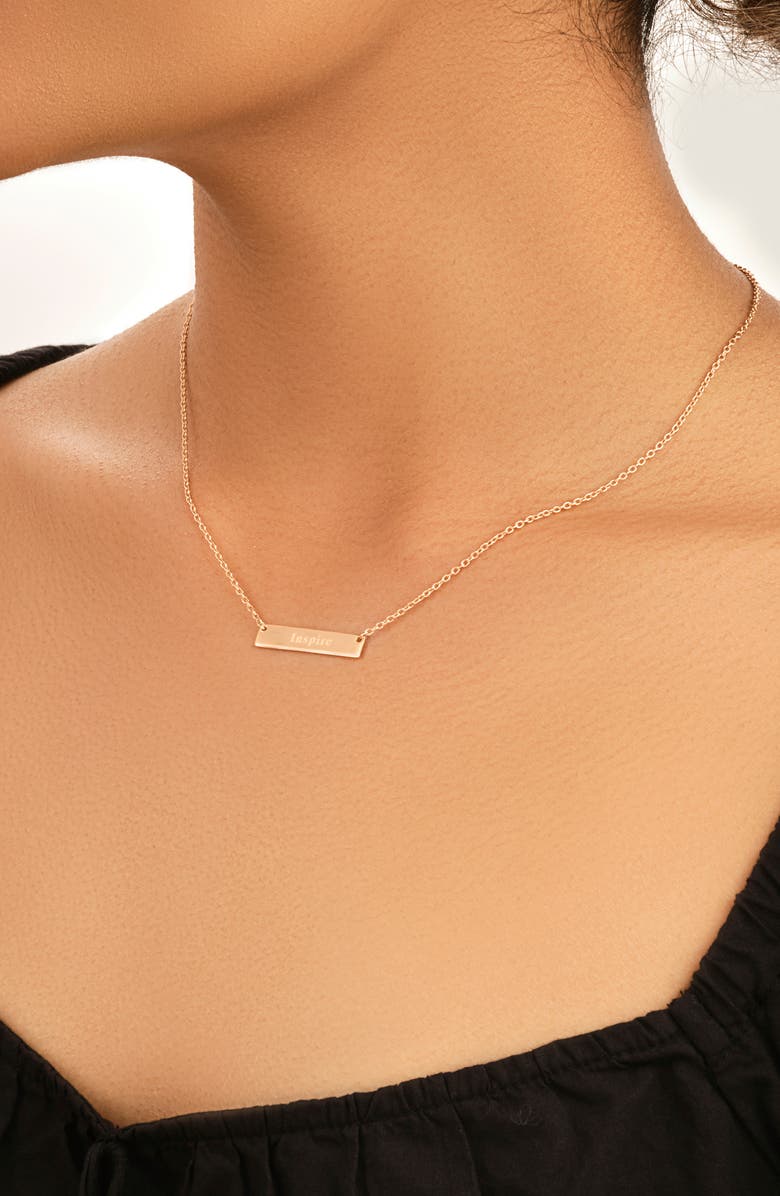 Sterling Forever 14K Rose Gold Plated Sterling Silver Inspirational Bar Pendant Necklace - Inspire, Alternate, color, Rosegold