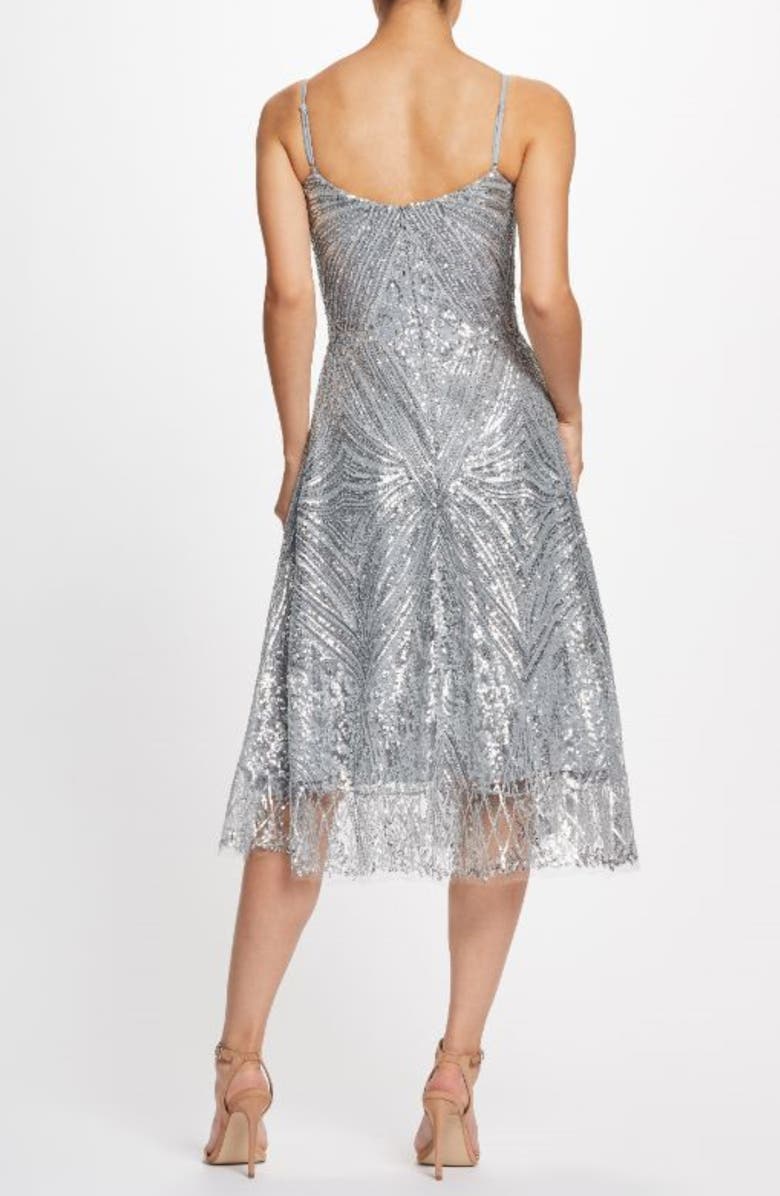 Dress the Population Leona Art Deco Sequin Fit & Flare Dress, Alternate, color,
