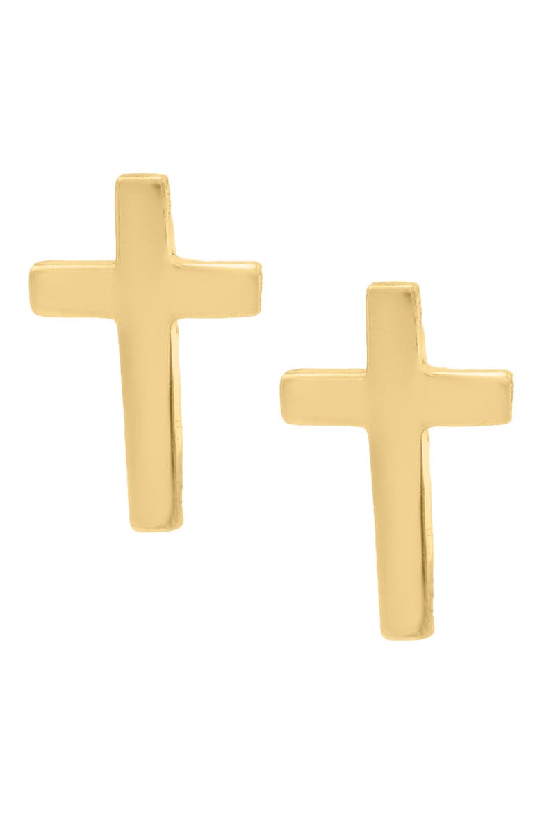 14k Gold Cross Stud Earrings, Alternate, color, GOLD