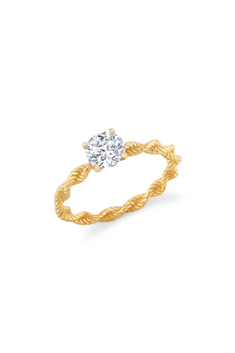 Brilliant Cut Cubic Zirconia Twisted Band Solitaire Ring, Main, color, 18KT YELLOW GOLD / CLEAR STONE