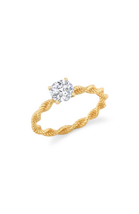 Brilliant Cut Cubic Zirconia Twisted Band Solitaire Ring