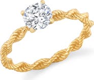 Crislu Brilliant Cut Cubic Zirconia Twisted Band Solitaire Ring