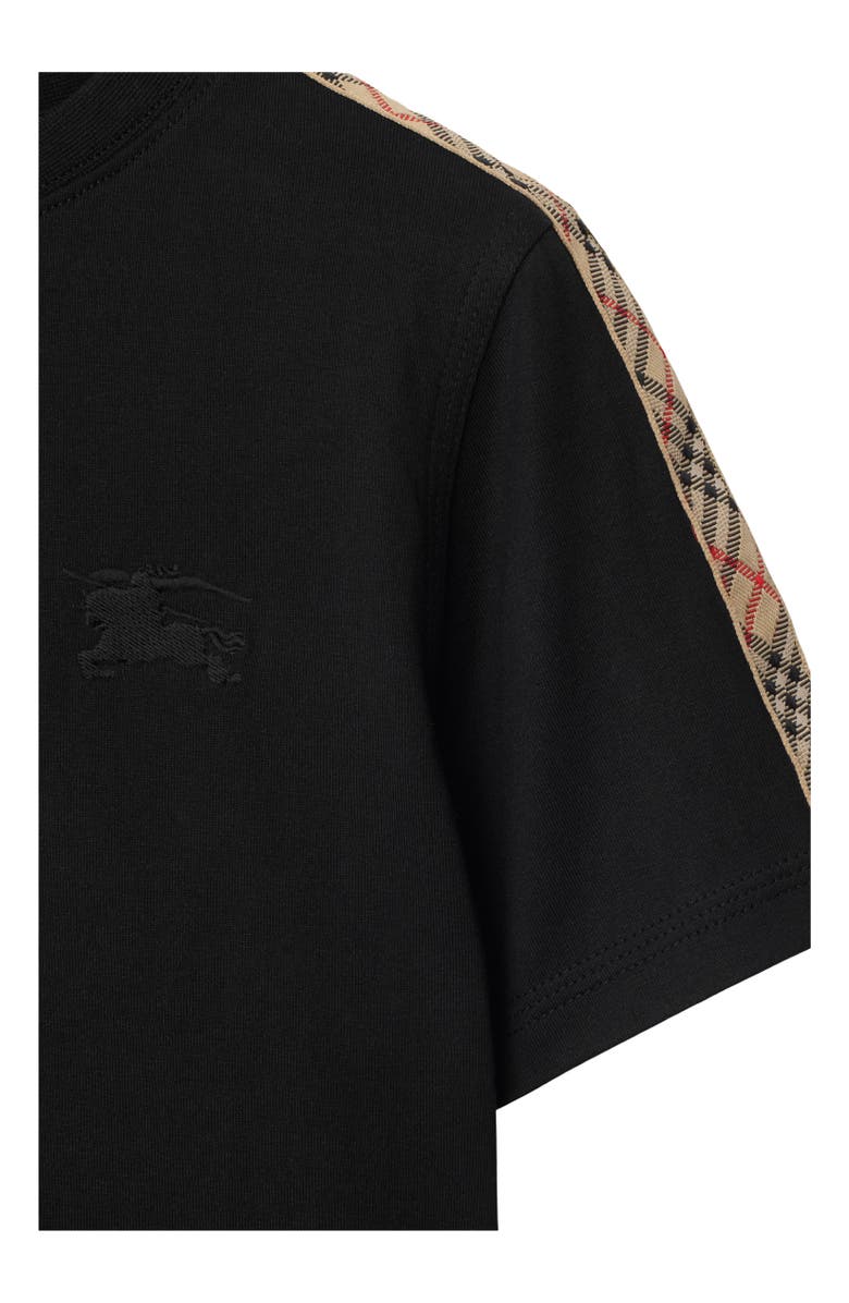 Burberry Check Trim Cotton T-shirt, Alternate, color, Black