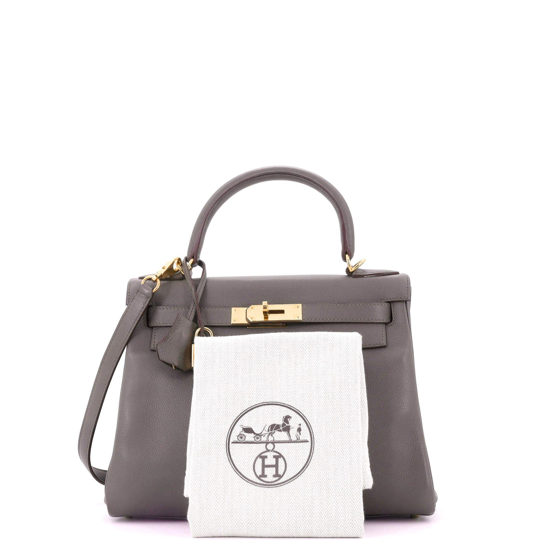 Pre-Owned Hermes Kelly Handbag Grey Evercolor with Gold Hardware 28, Alternate, color, 