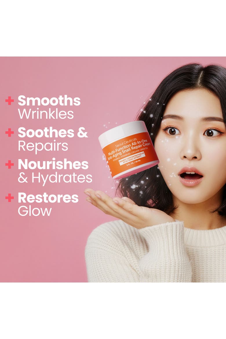 Korean Skincare Anti-Aging Snail Repair Cream, Alternate, color, Clear