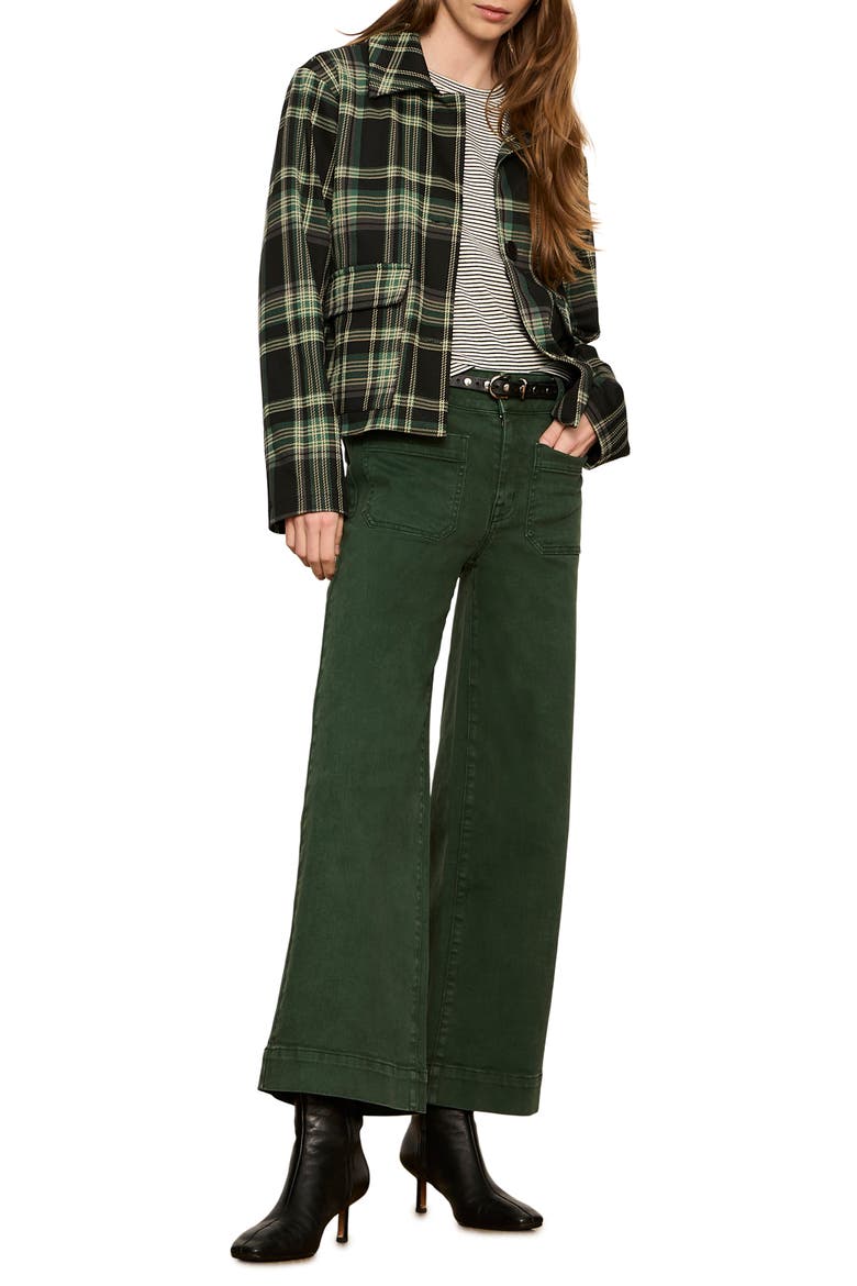 Chelsea Patch Pocket Wide Leg Jeans, Alternate, color, WASHED FOREST GREEN