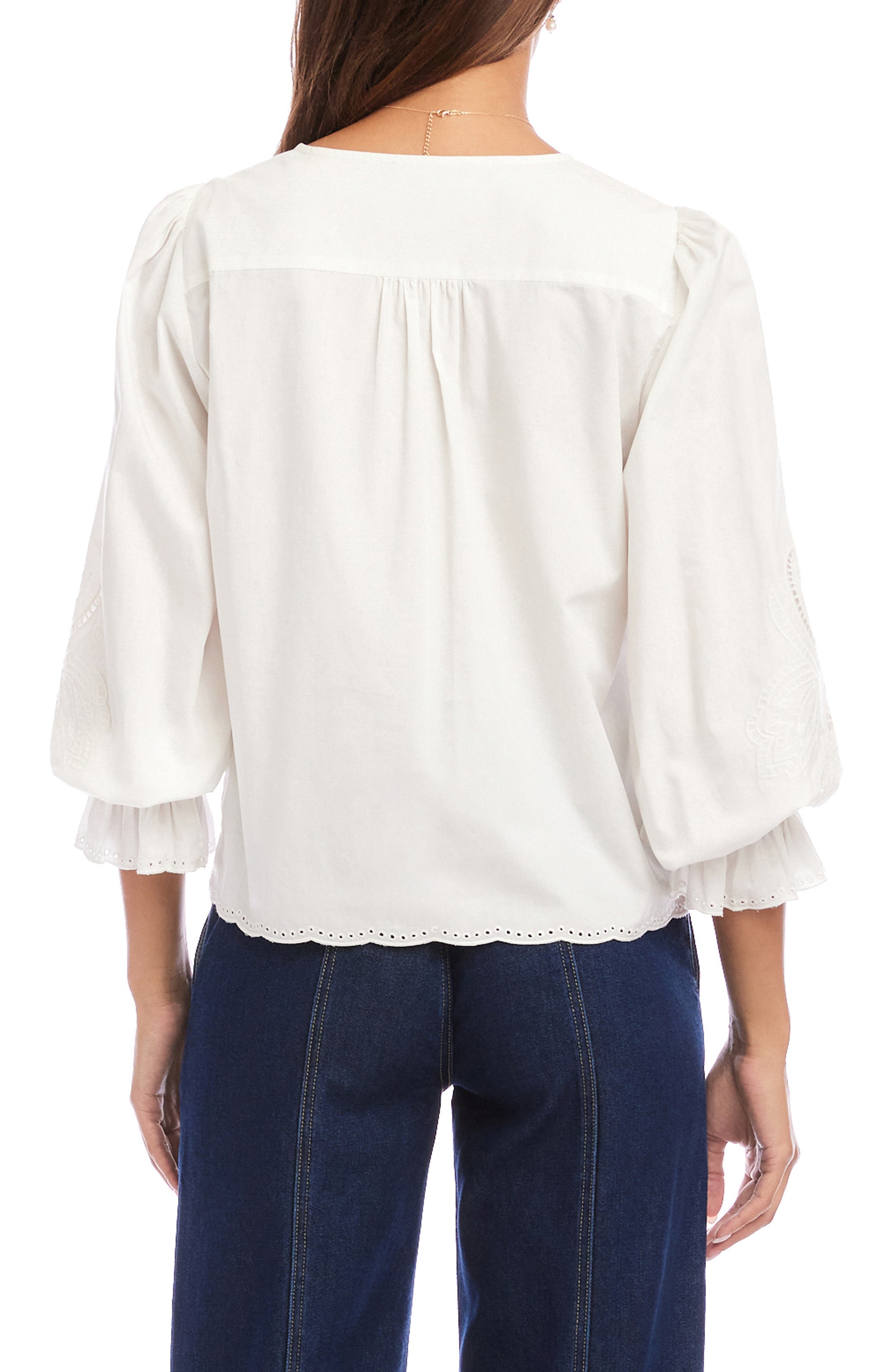 Eyelet Embroidery Button-Up Shirt - image 2
