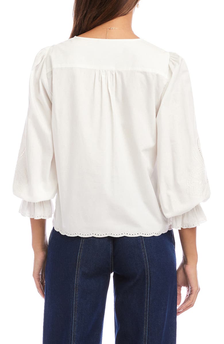 Karen Kane Eyelet Embroidery Button-Up Shirt, Alternate, color, White