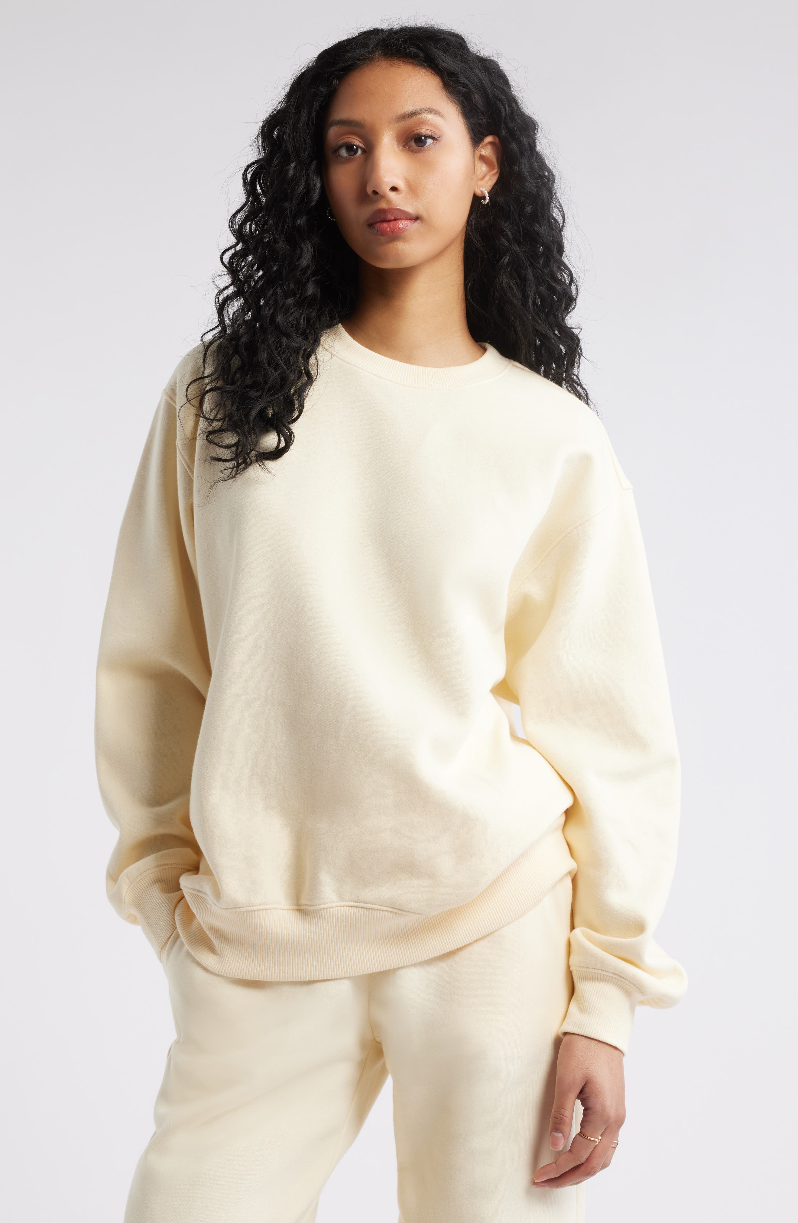 BP. Fleece Detail Oversize Crewneck Sweatshirt