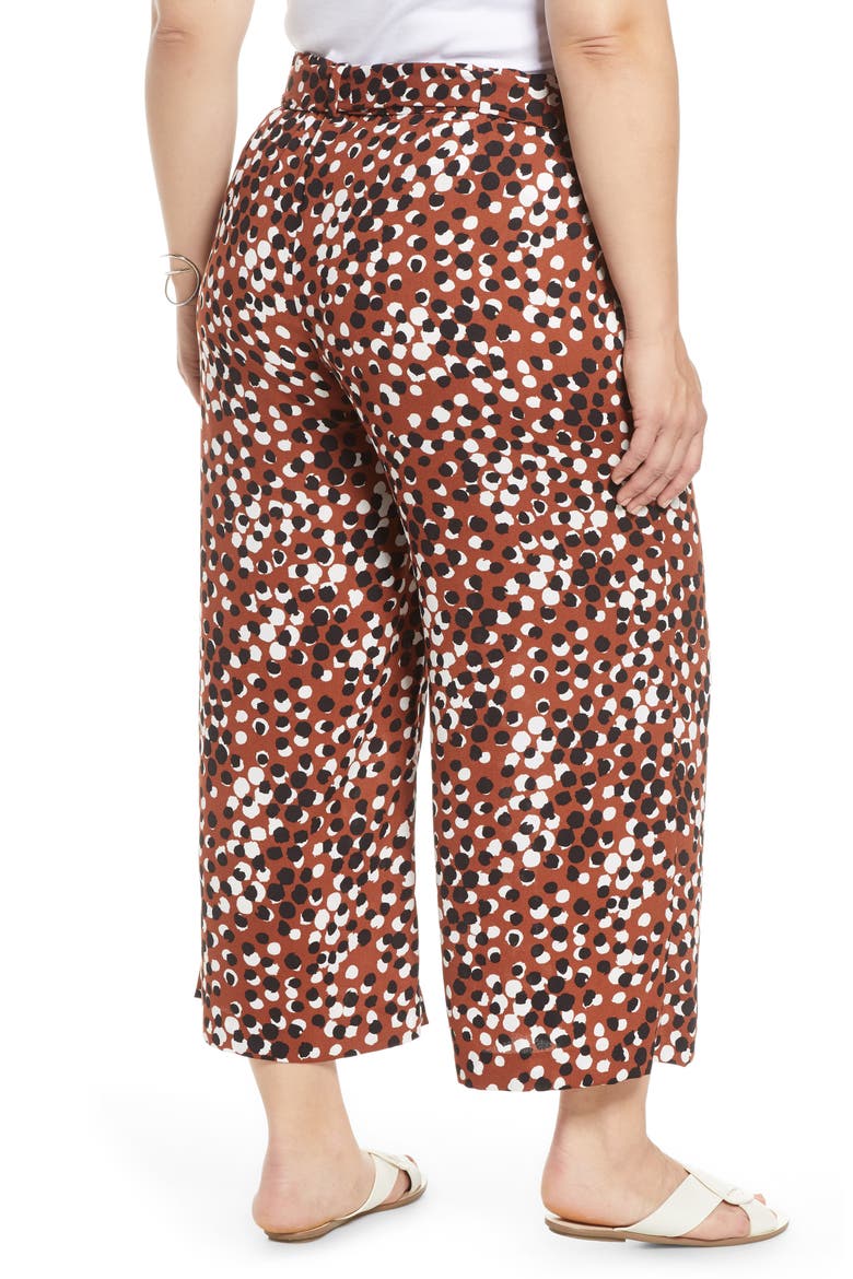 Belted Crop Wide Leg Pants, Alternate, color, RUST- BLACK DOT