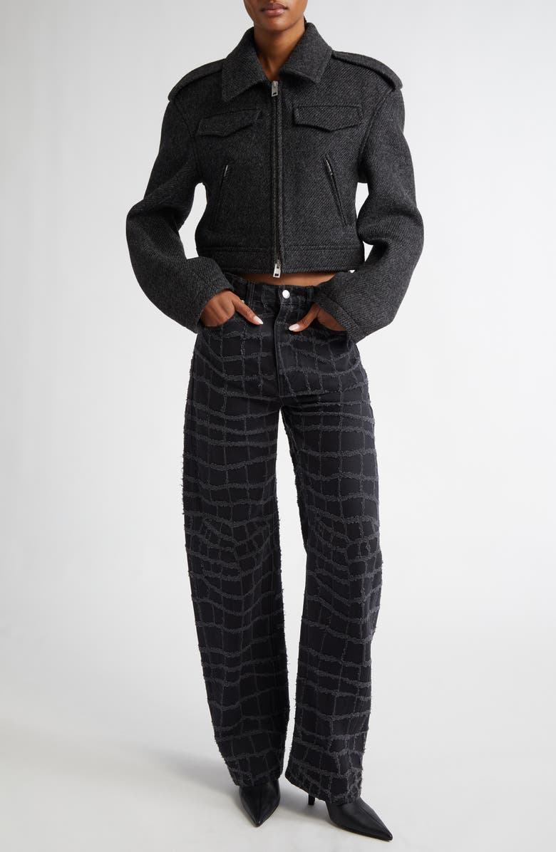 Alexander Wang Donegal Wool Crop Military Jacket, Alternate, color, 