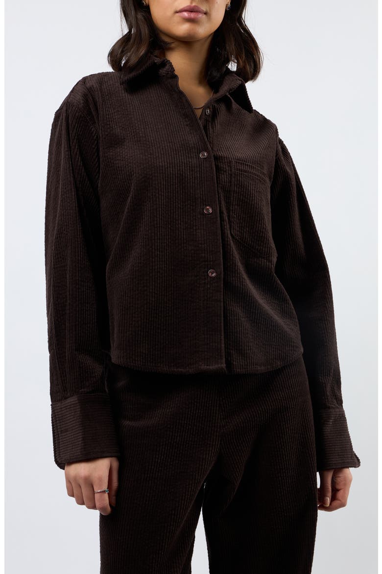 The Odyssey Crop Corduroy Shirt, Alternate, color, BROWN