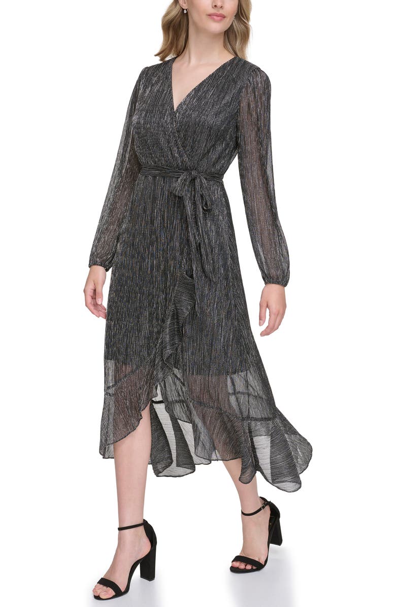 Kensie Long Sleeve Shimmer Knit Midi Dress, Alternate, color, 