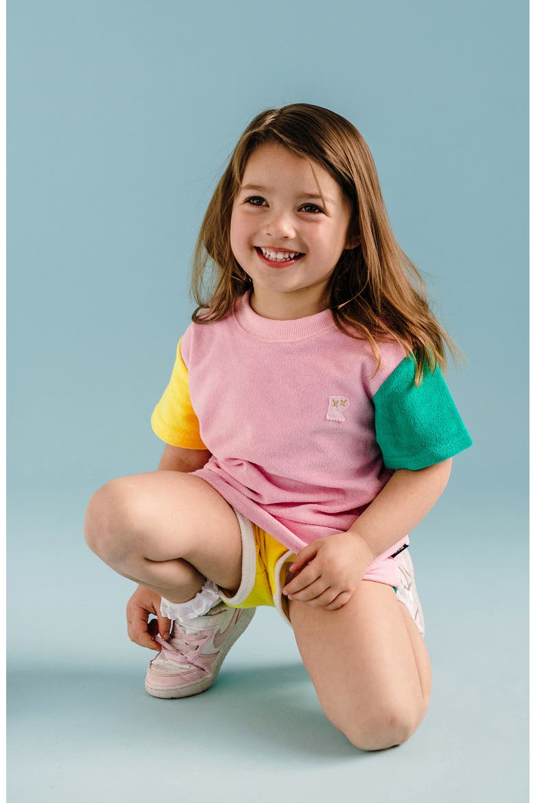 Kids' Color-blocked Terry Tee, Alternate, color, PINK