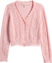 LoveShackFancy Kids' Alea Cotton Pointelle Cardigan