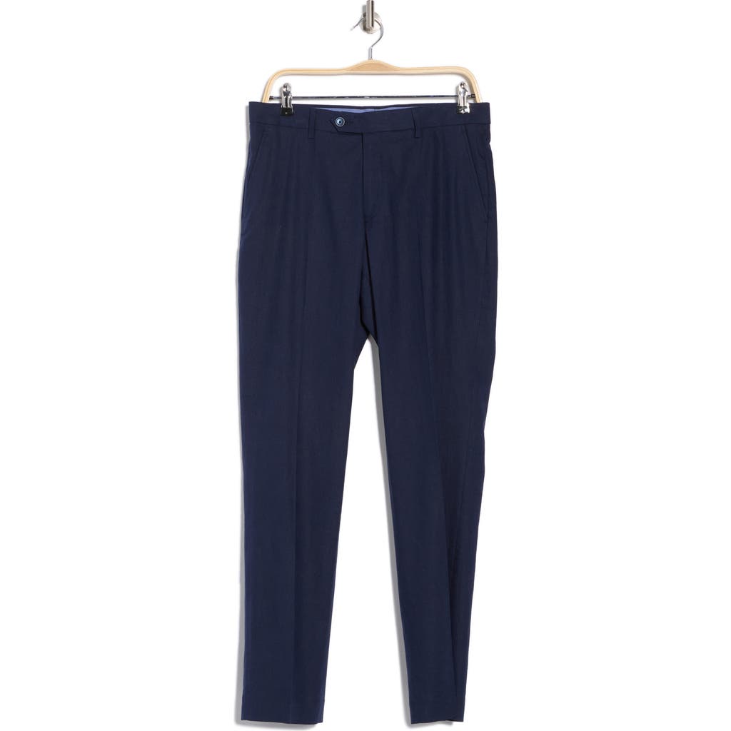 Tommy Hilfiger Flat Front Linen Blend Pants In Navy