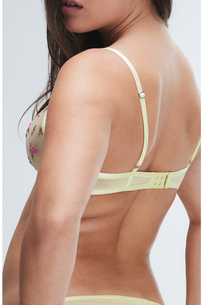 Puff Flowers Unlined Demi Bra, Alternate, color, MINT YELLOW