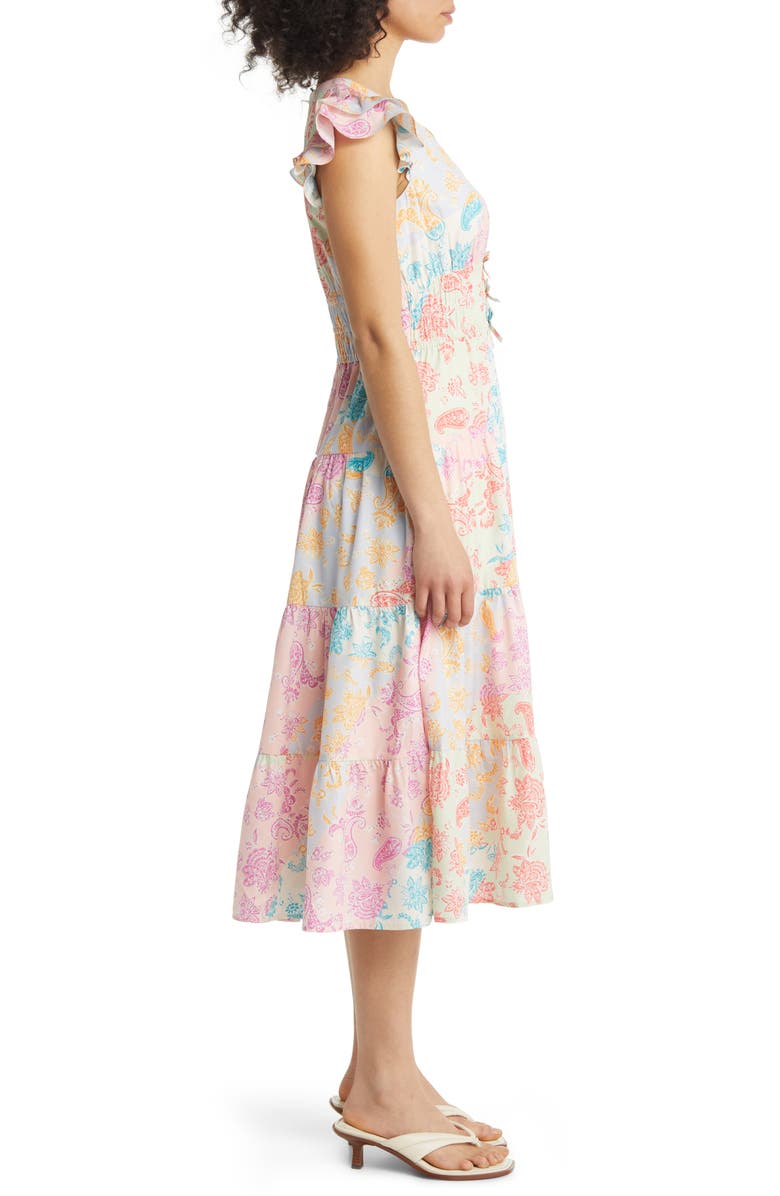 Vince Camuto Flutter Sleeve Midi Dress, Alternate, color, 