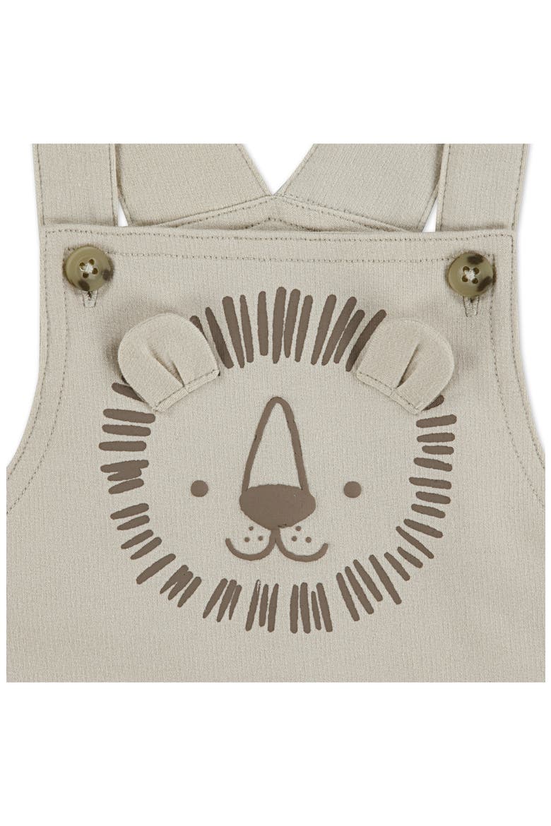 Print Organic Cotton T-Shirt & Overalls Set, Alternate, color, HUGGIES FRENCH OAK
