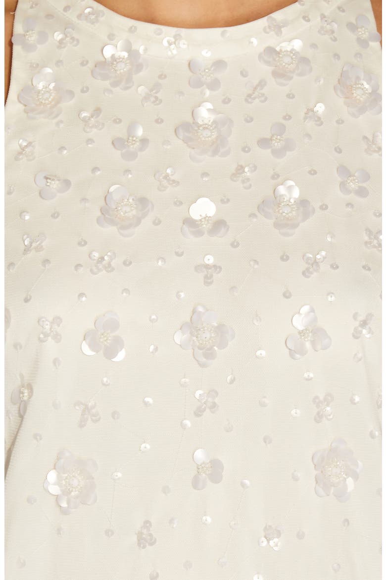 Floral Beaded Trapeze Cocktail Dress, Alternate, color, IVORY