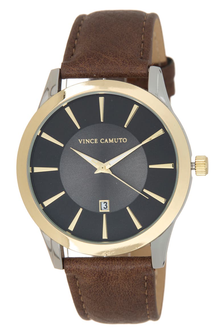 Faux Leather Strap Watch, 44mm, Main, color, MULI COLOR