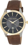 Vince Camuto Faux Leather Strap Watch, 44mm