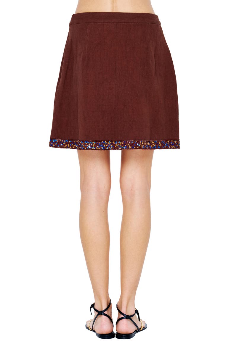 Carsyn Embroidered Miniskirt, Alternate, color, BROWN