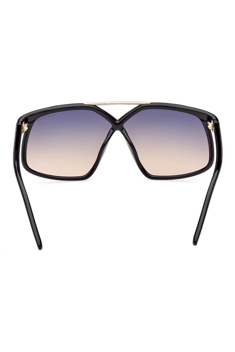 Meryl 64mm Gradient Polarized Oversize Square Sunglasses, Alternate, color, SHINY BLACK GOLD / SMOKE SAND
