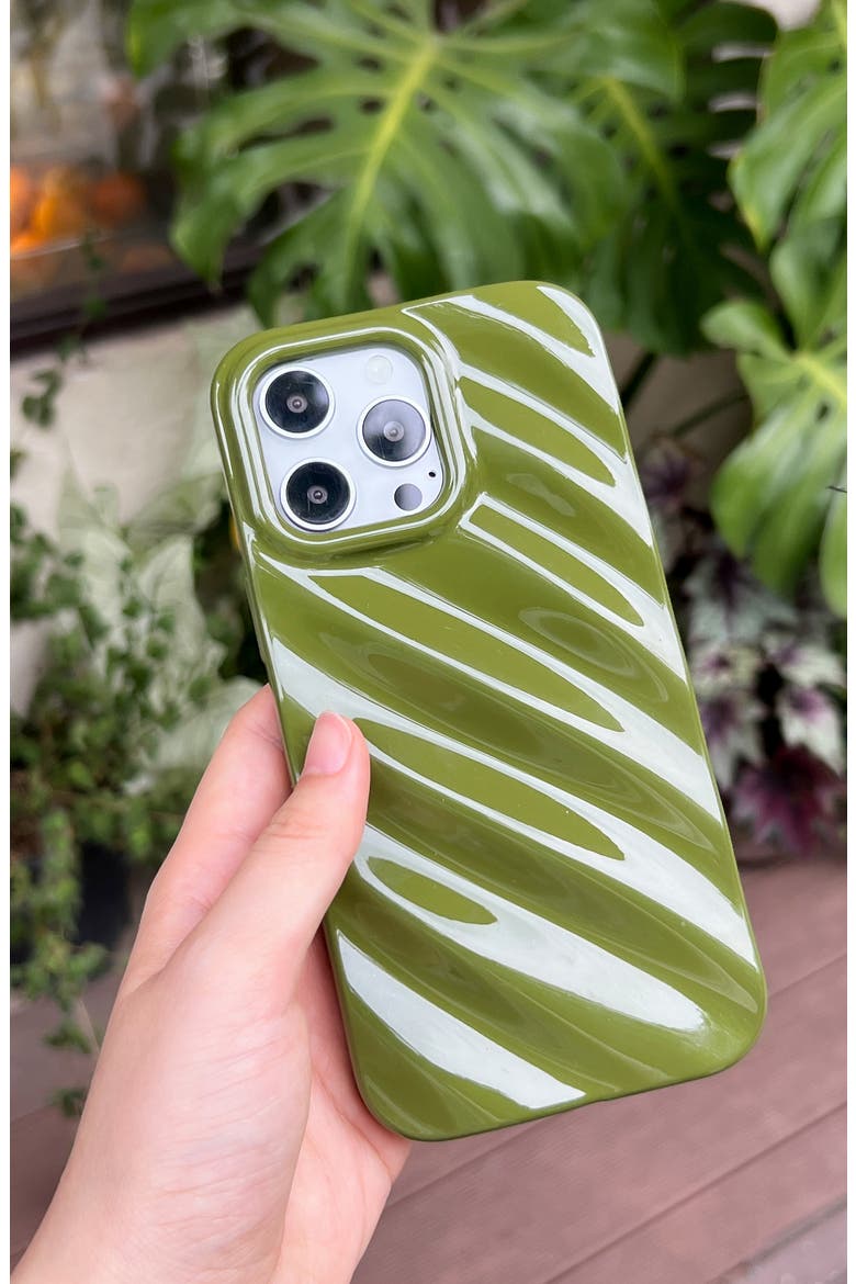 Silk Look Green iPhone 14 Pro Case, Alternate, color, GREEN