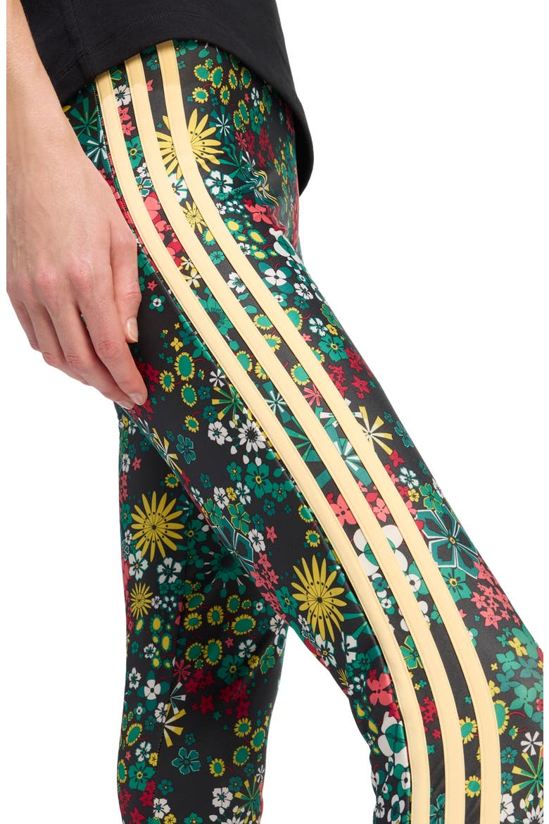 3S Floral Print Leggings, Alternate, color, BLACK/ BOLD GREEN