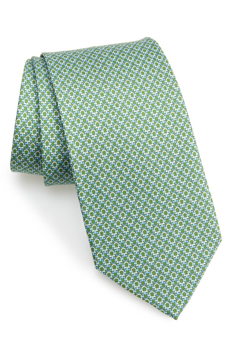 FERRAGAMO Gancini Pattern Silk Tie, Main, color, 