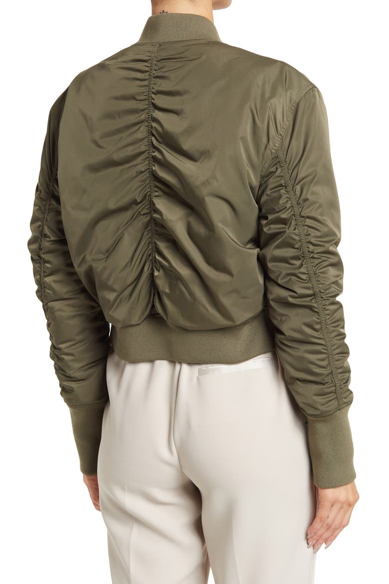 Hugo Boss Ruched Bomber Jacket, Alternate, color, DARK BEIGE