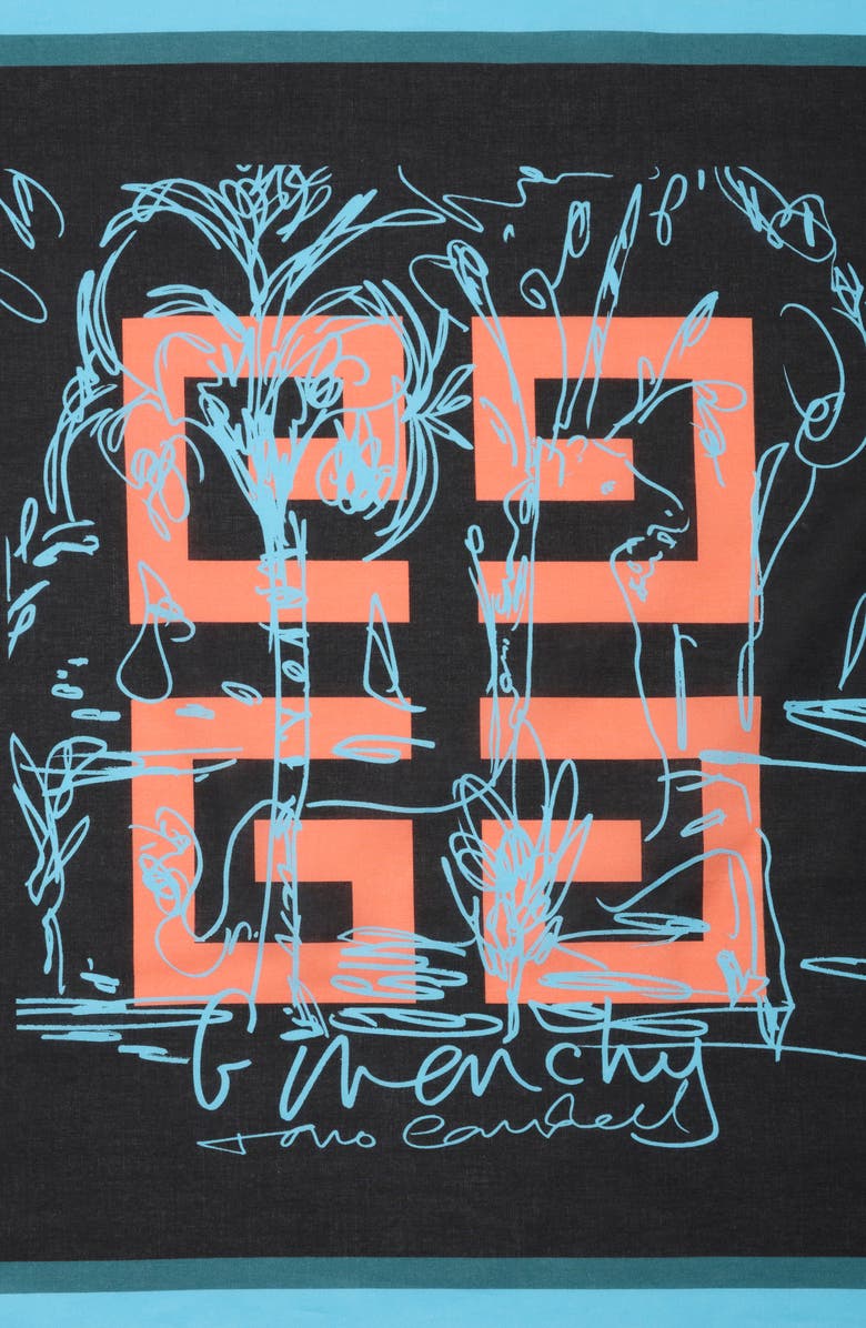 Givenchy Unicorn Paradise Cotton Square Scarf, Alternate, color, Black