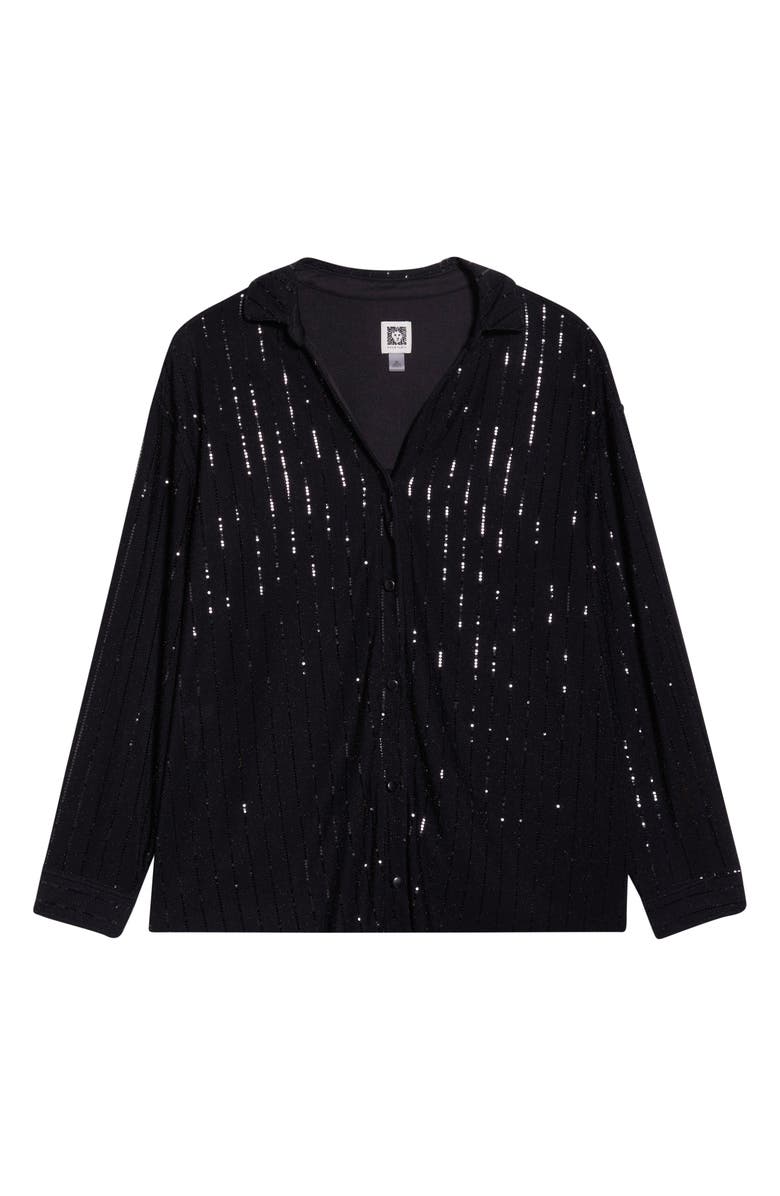 Anne Klein Sequin Embellished Tunic, Alternate, color, Anne Black