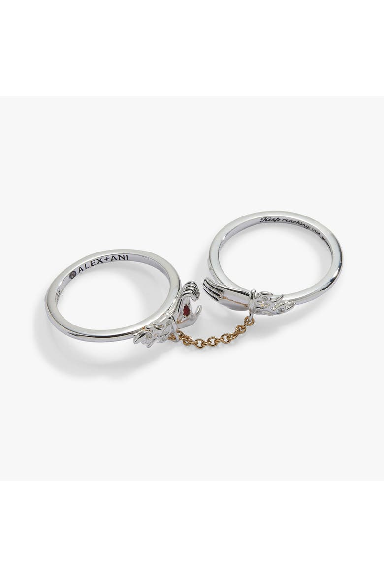 A Court of Thorns and Roses 'Keep Reaching Out Your Hand' Nesta & Cassian Ring Set of 2, Alternate, color, Silver