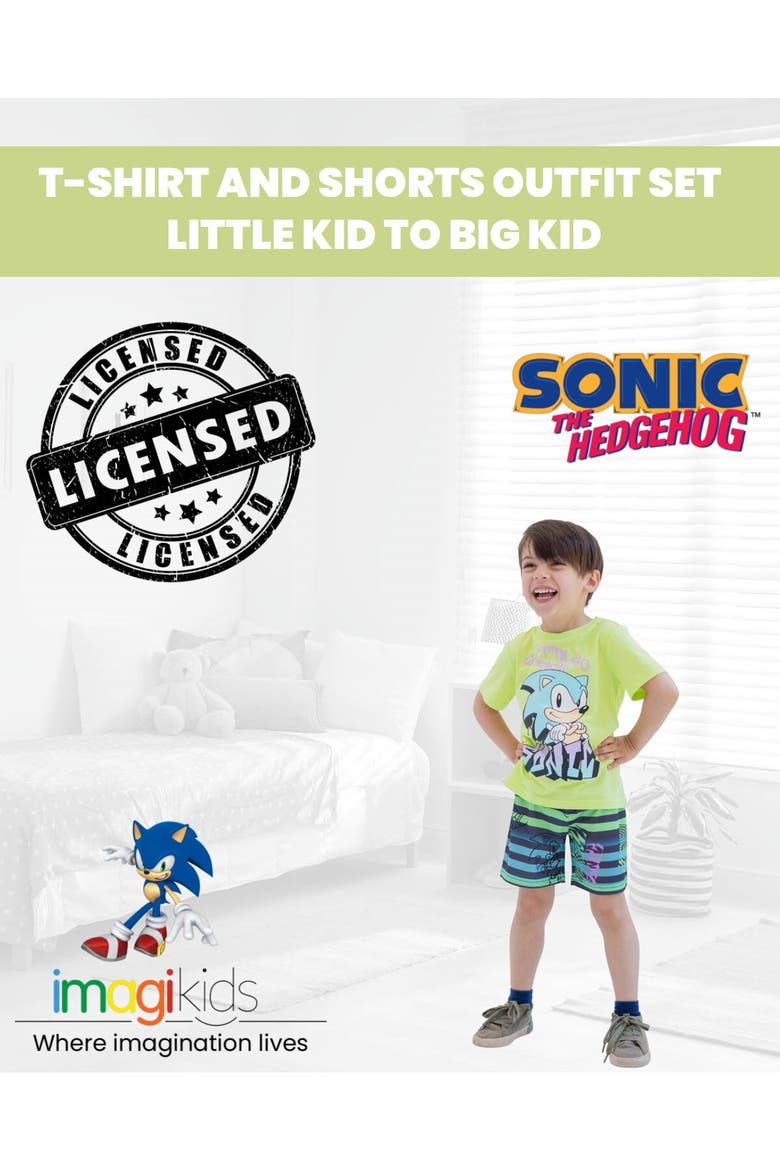 Sonic the Hedgehog 2-Piece T-Shirt and Shorts Set, Alternate, color, Sonic Neon Green