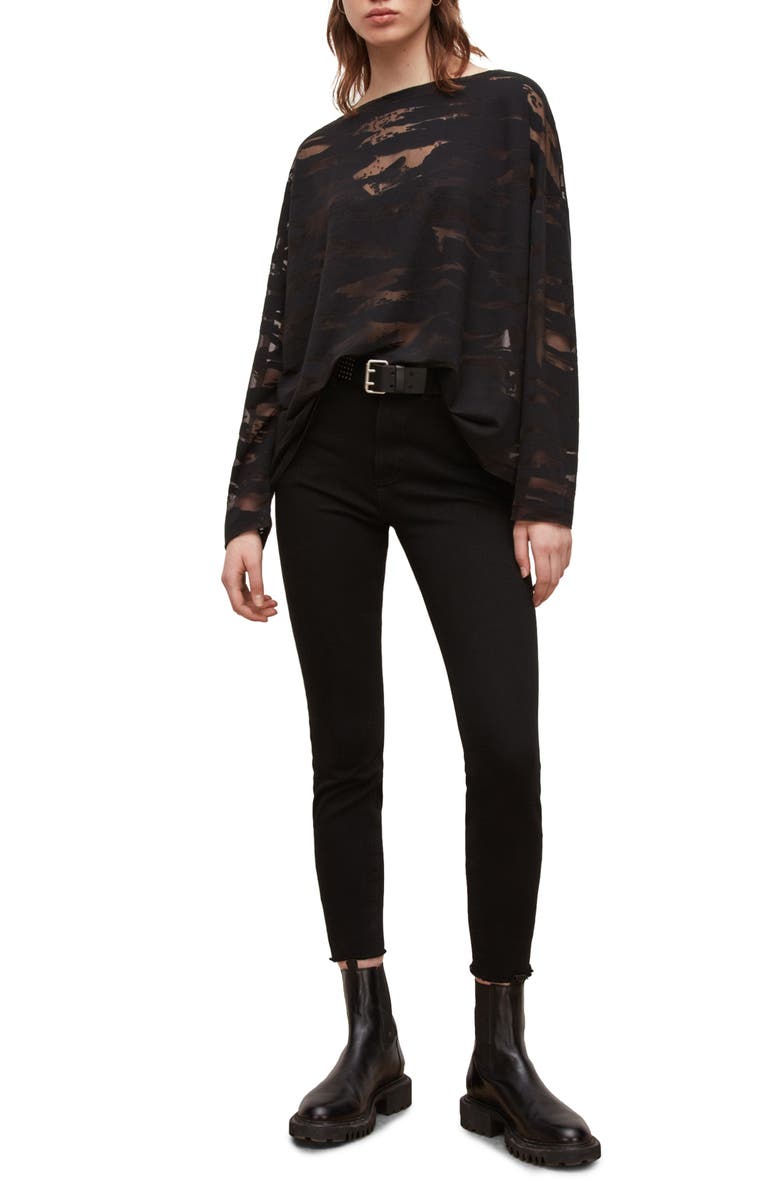 AllSaints Rita Devore Semisheer Blouse, Alternate, color,