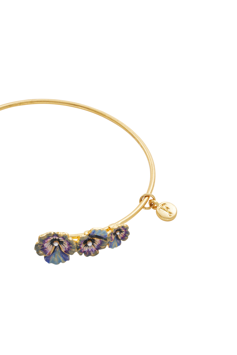Pansy & Pearl Bangle, Alternate, color, Gold
