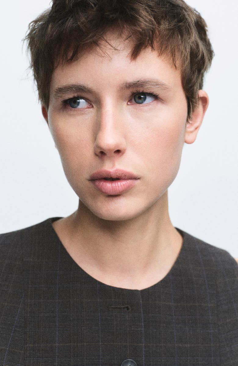 MANGO Check Print Vest, Alternate, color, Brown