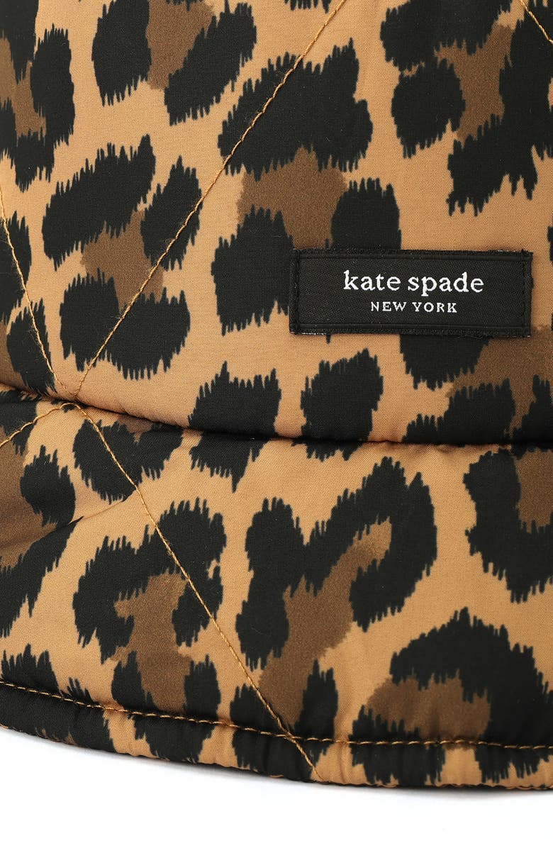 Kate Spade New York classic leopard quilted bucket hat, Alternate, color,