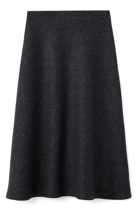 Penny A-Line Wool Blend Midi Skirt