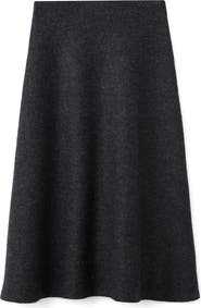 MANGO Penny A-Line Wool Blend Midi Skirt