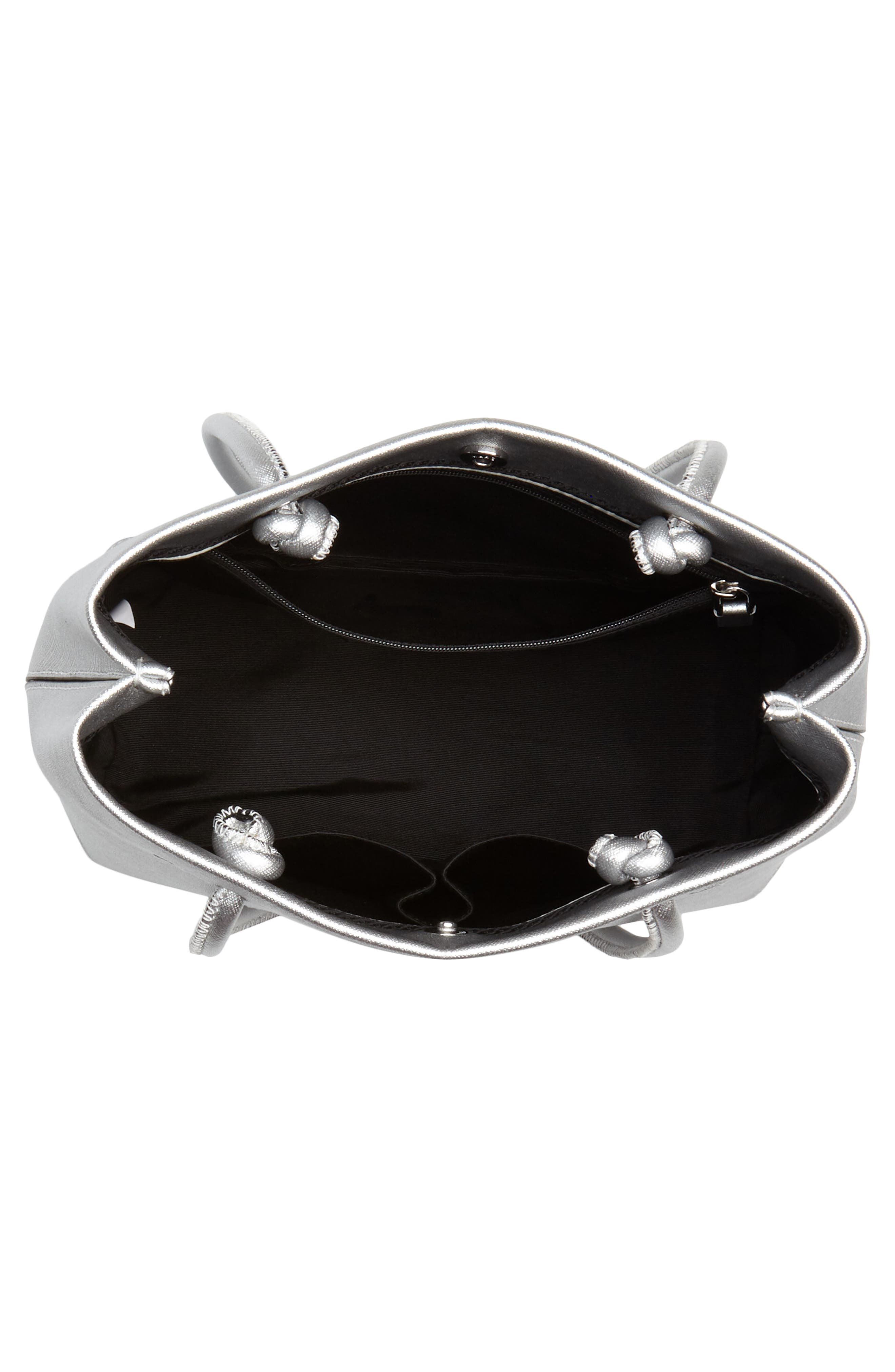 Marc Jacobs Mini Metallic Leather Logo Shopper Tote, Alternate, color, 